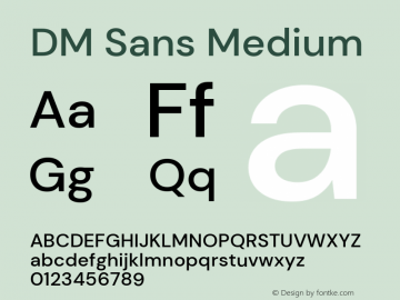 DM Sans Medium Version 1.100; ttfautohint (v1.8.2) Font Sample
