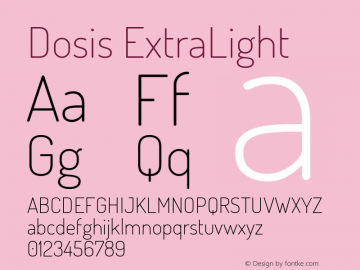 Dosis ExtraLight Version 3.001; ttfautohint (v1.8.2)图片样张