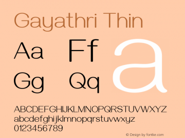 Gayathri Thin Version 1.000 Font Sample