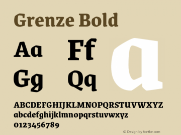 Grenze Bold Version 1.002; ttfautohint (v1.8) Font Sample