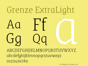 Grenze ExtraLight Version 1.002; ttfautohint (v1.8) Font Sample