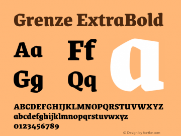 Grenze ExtraBold Version 1.002; ttfautohint (v1.8) Font Sample
