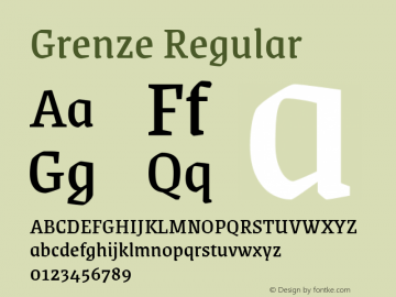 Grenze Regular Version 1.002; ttfautohint (v1.8) Font Sample