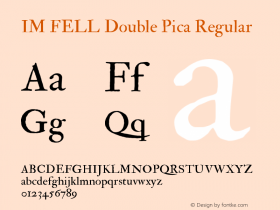 IM FELL Double Pica Roman 3.00 Font Sample