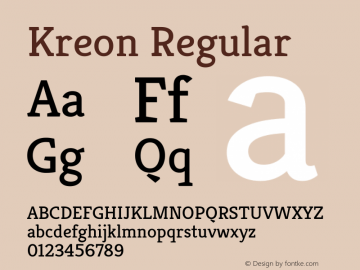 Kreon Regular Version 2.000 Font Sample