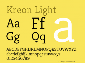 Kreon Light Version 2.000 Font Sample