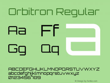 Orbitron Regular Version 2.000; ttfautohint (v1.8.2) Font Sample