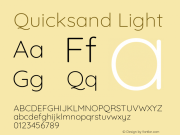 Quicksand Light Version 3.004 Font Sample