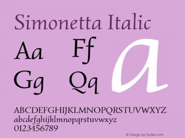Simonetta Italic Version 1.004 Font Sample