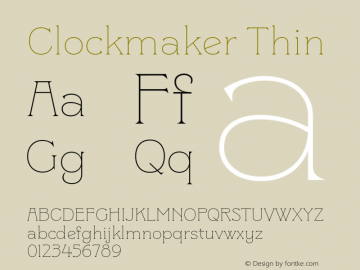 Clockmaker Thin Version 1.000 Font Sample