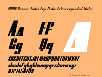 MOON Runner Extra-Exp Italic Version 1.1; 2012 Font Sample