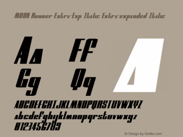 MOON Runner Extra-Exp Italic Version 1.1; 2012 Font Sample