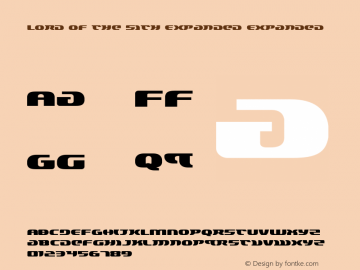 Lord of the Sith Expanded Version 3.1; 2015 Font Sample