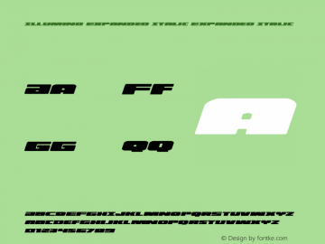 Illumino Expanded Italic Version 1.1; 2014 Font Sample