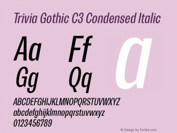 Trivia Gothic C3 Condensed Italic Version 001.000图片样张