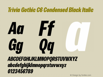 Trivia Gothic C6 Condensed Black Italic Version 001.000 Font Sample