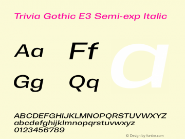 Trivia Gothic E3 Semi-exp Italic Version 001.000图片样张