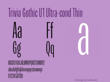 Trivia Gothic U1 Ultra-cond Thin Version 001.000 Font Sample