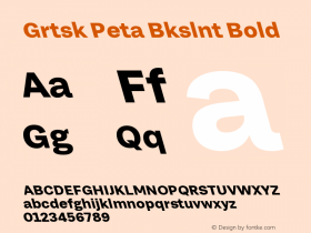 Grtsk Peta Bkslnt Bold Version 1.000 Font Sample