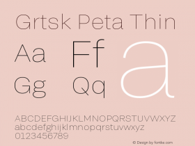 Grtsk Peta Thin Version 1.000 Font Sample