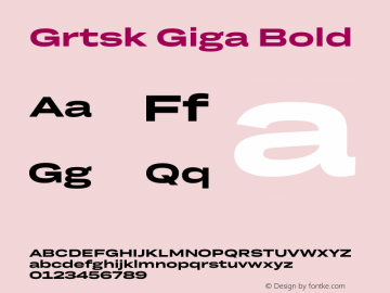 Grtsk Giga Bold Version 1.000 Font Sample