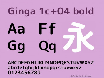 Ginga 1c+04 bold  Font Sample