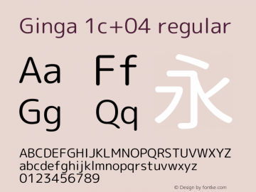 Ginga 1c+04 regular  Font Sample