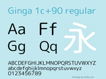 Ginga 1c+90 regular  Font Sample