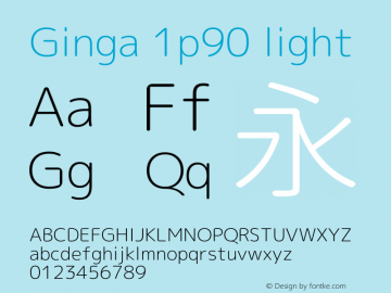 Ginga 1p90 light  Font Sample