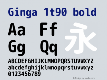 Ginga 1t90 bold  Font Sample
