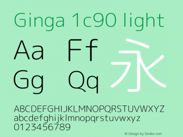 Ginga 1c90 light  Font Sample