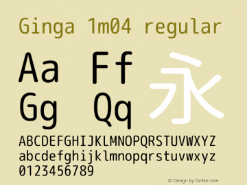 Ginga 1m04 regular  Font Sample