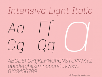 IntensivaLightItalic Version 1.000 2019 initial release;YWFTv17 Font Sample