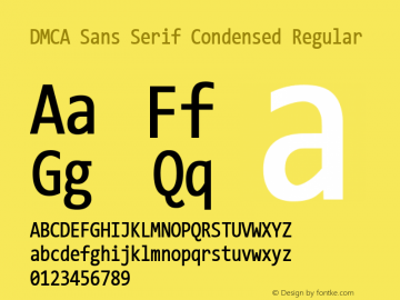 DMCA Sans Serif Condensed Version 9.0 ; ttfautohint (v1.8.3) -l 2 -r 96 -G 96 -x 96 -H 152 -D latn -f none -m 