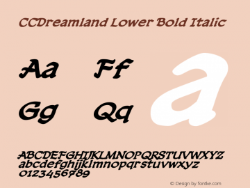 CCDreamlandLower-BoldItalic Version 1.00 2011 Font Sample