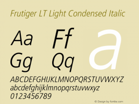 Frutiger LT 48 Light Condensed Italic 001.000图片样张