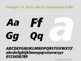 Frutiger LT 88 Extra Black Condensed Italic 001.000 Font Sample
