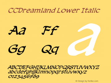 CCDreamlandLower-Italic Version 1.00 2011图片样张