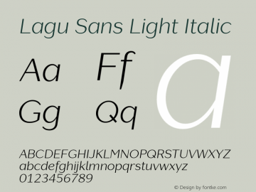 LaguSans-LightItalic Version 1.000;PS 001.000;hotconv 1.0.88;makeotf.lib2.5.64775图片样张