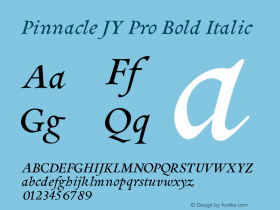 PinnacleJYPro-BoldItalic Version 2.400 Font Sample