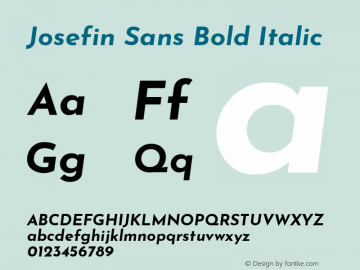 Josefin Sans Bold Italic Version 2.000 Font Sample