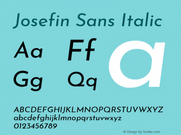 Josefin Sans Italic Version 2.000 Font Sample