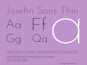 Josefin Sans Thin Version 2.000 Font Sample