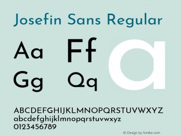 Josefin Sans Regular Version 2.000 Font Sample