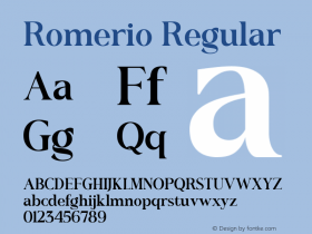 Romerio Version 1.00;July 8, 2019;FontCreator 11.5.0.2427 32-bit Font Sample