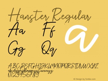 Hanster Version 1.00;August 5, 2019;FontCreator 11.5.0.2430 32-bit Font Sample