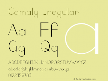 Camaly regular Version 001.000 Font Sample