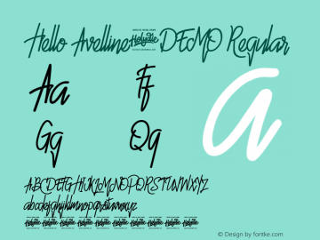 Hello Avelline-DEMO Version 1.00;August 18, 2019;FontCreator 11.5.0.2422 64-bit图片样张