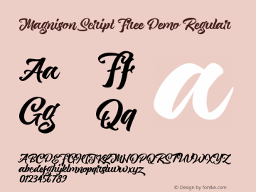 Magnison Script Free Demo Reg Version 1.000 Font Sample