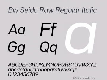 Bw Seido Raw Regular Italic Version 1.000;PS 001.000;hotconv 1.0.88;makeotf.lib2.5.64775 Font Sample